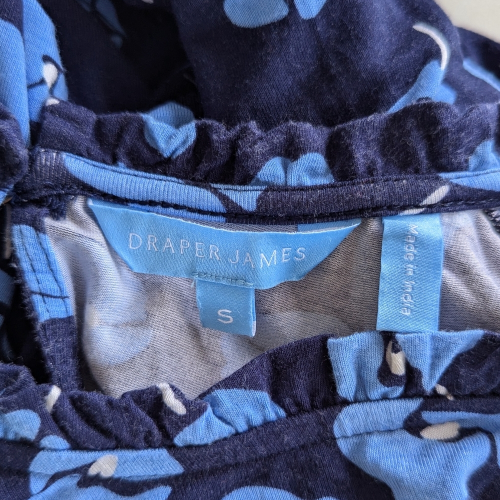 Draper James Long Sleeve Blue Floral Print Dress - Picture 3 of 8